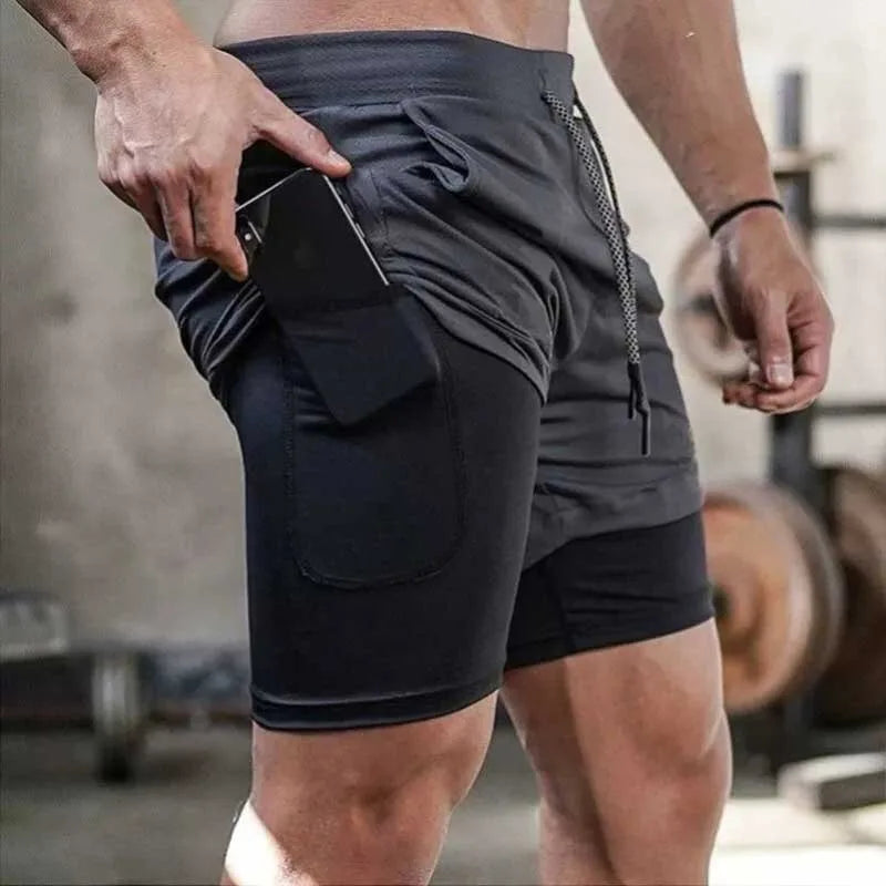 Running/Gym Sports Shorts with Inner Tights and Pockets