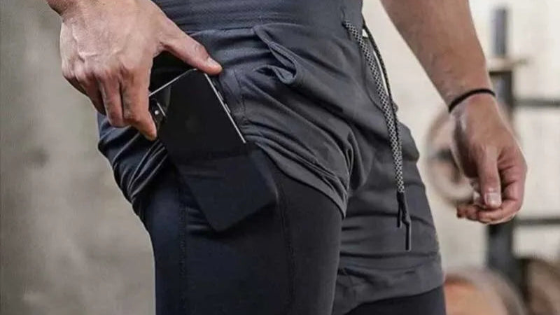 Running/Gym Sports Shorts with Inner Tights and Pockets