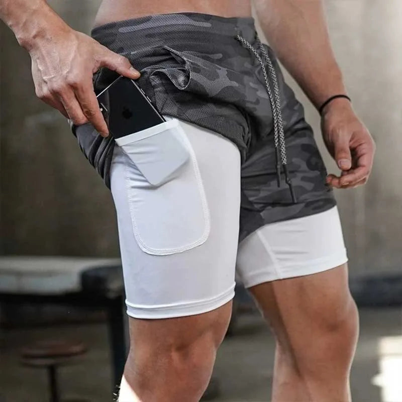 Running/Gym Sports Shorts with Inner Tights and Pockets