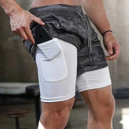 Running/Gym Sports Shorts with Inner Tights and Pockets