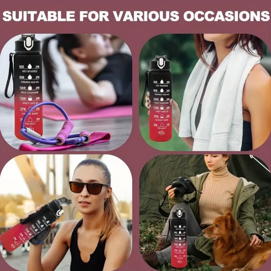 Sports Water Bottle with Time-Tracking Straw