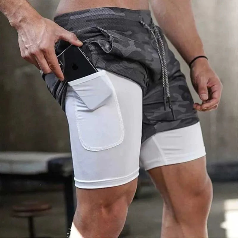 Running/Gym Sports Shorts with Inner Tights and Pockets