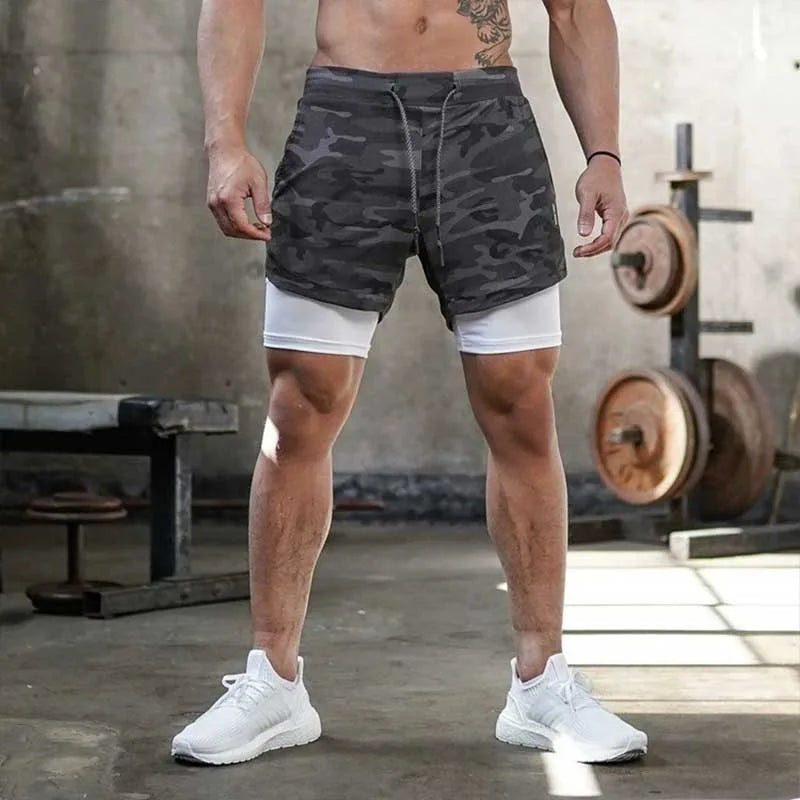 Running/Gym Sports Shorts with Inner Tights and Pockets
